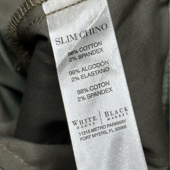 NWT White House Black Market Dried Thyme Rolled Cuff Slim Chino Pants Size 2 - Picture 10 of 12